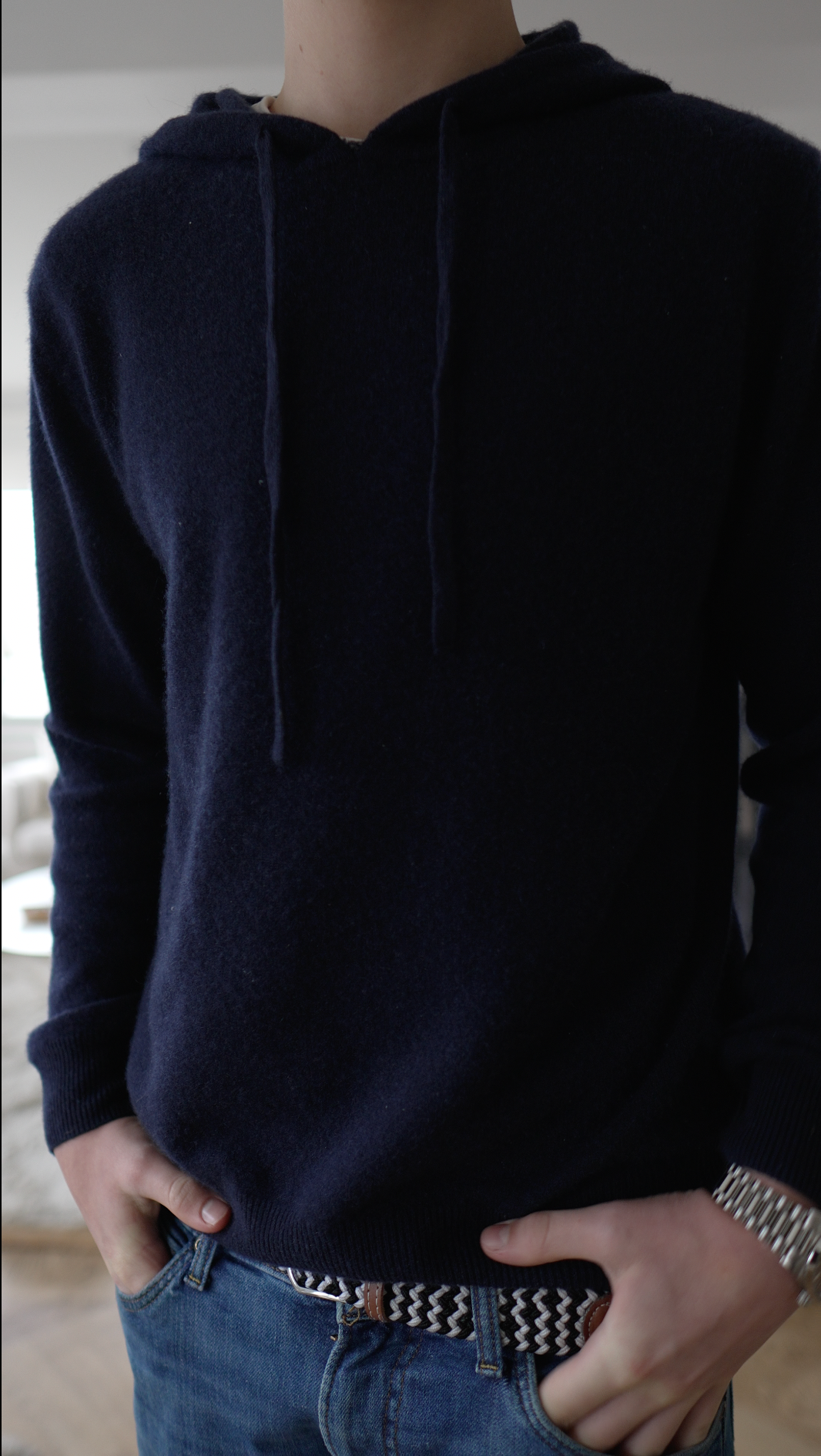 Navy Cashmere Hoodie