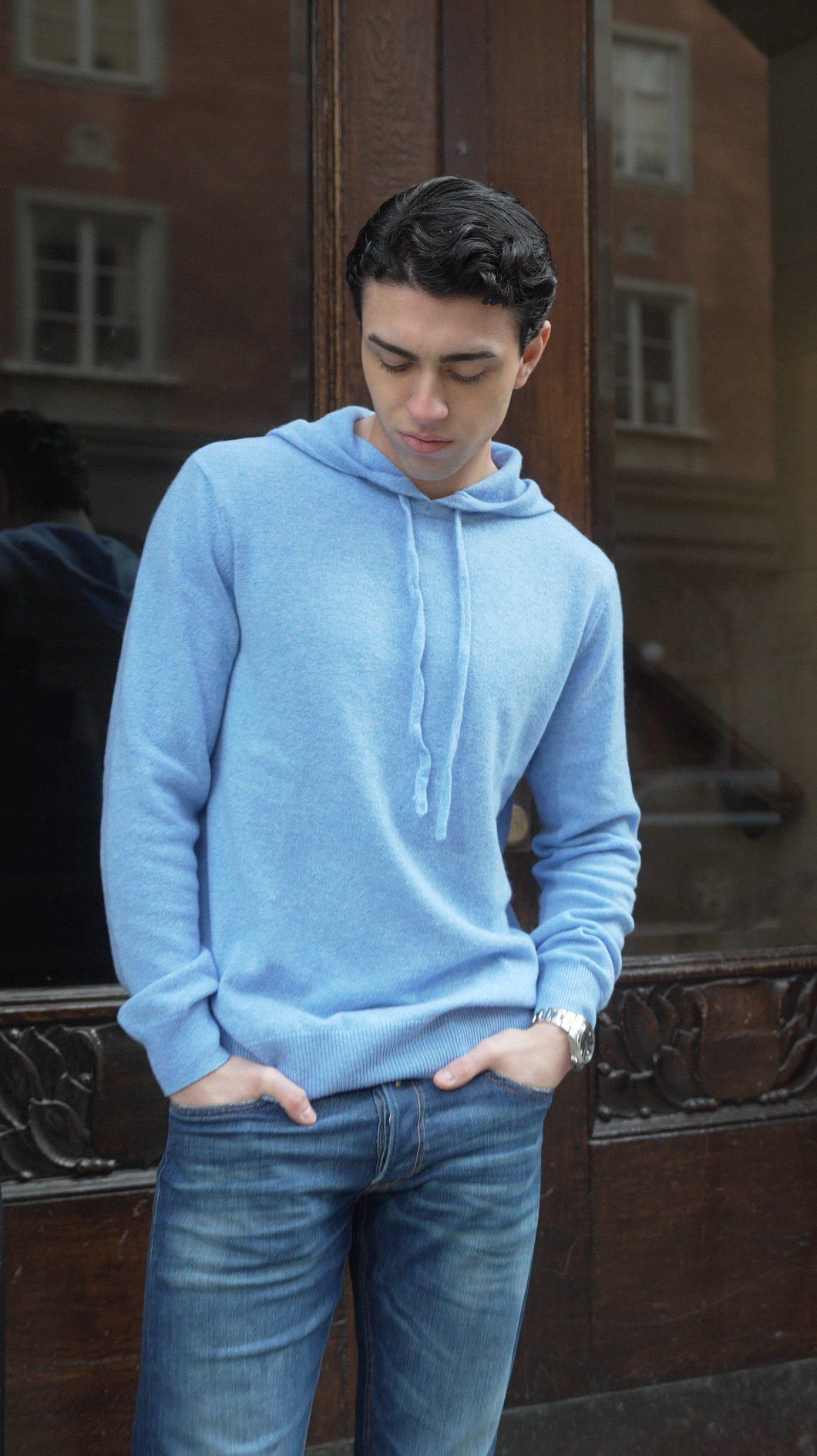 Blue Cashmere Hoodie