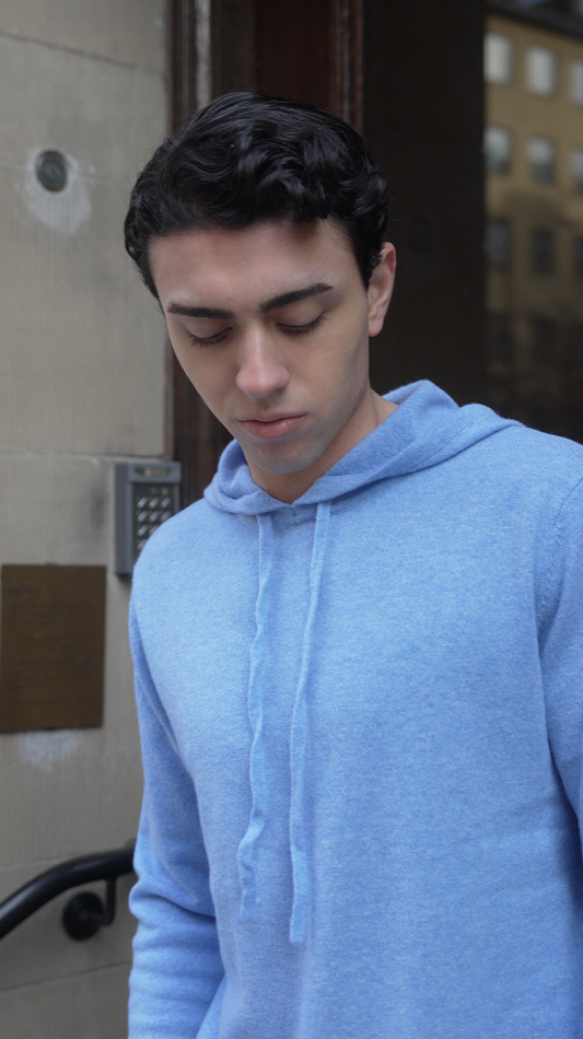 Blue Cashmere Hoodie